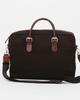 Matt Canvas Leather Combination Briefcase Messenger Dark Brown