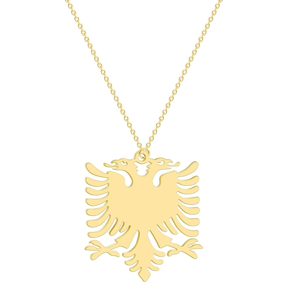Albania Eagle Pendant Necklace Coat of Arms Double Headed Eagle Necklace Ethnic Stainless Steel Gifts for Women Men