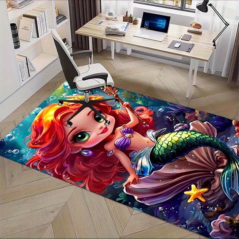3D Printed Mermaid,Underwater,Fantasy Anti-Slip Rug - Machine Washable Office Rug for Living Room, Bedroom, Office - Multiple Sizes