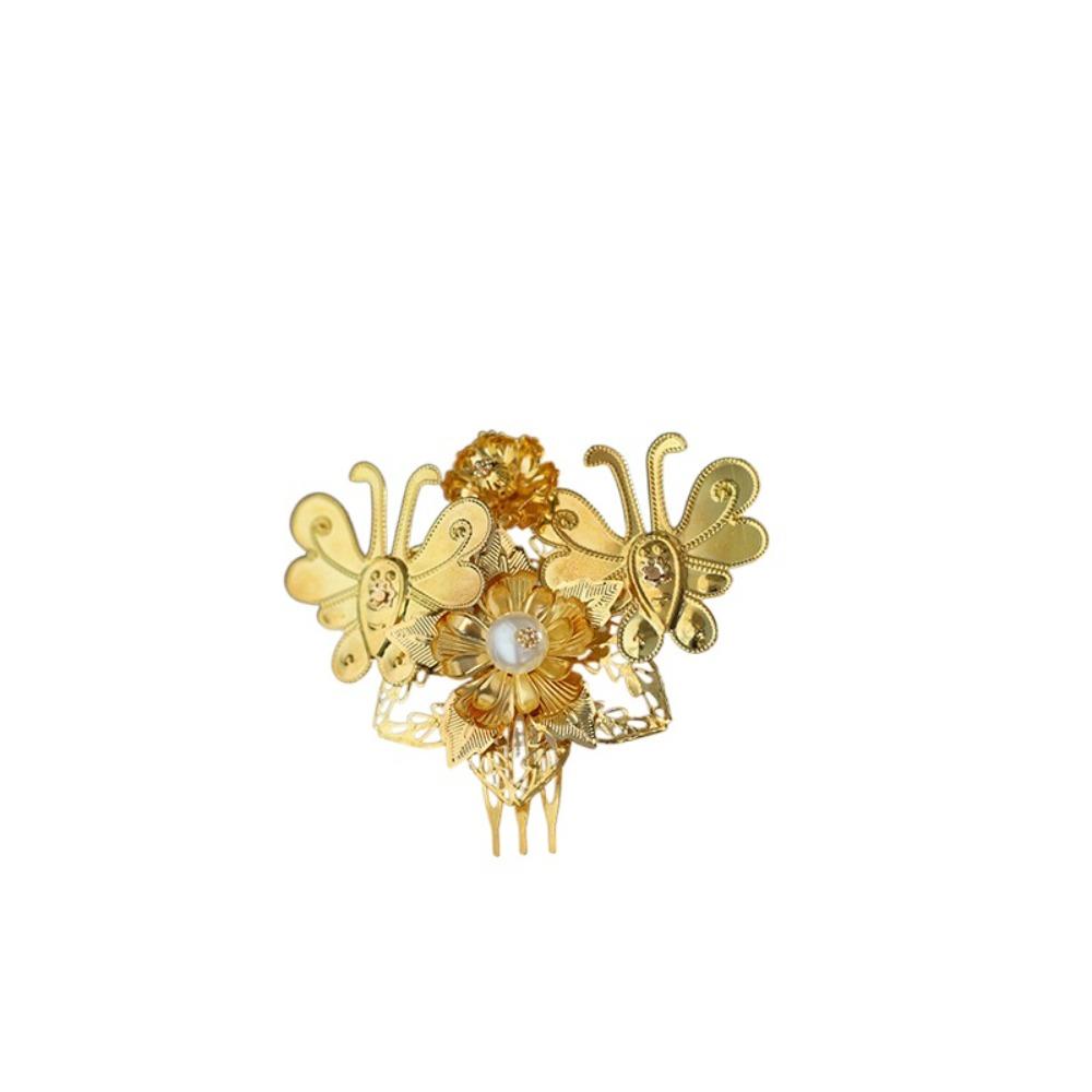 Золотая заколка для волос в китайском стиле, цветочная женская палочка для волос, аксессуары для волос, расческа для волос Hanfu, девочка