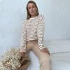 Уютные свободные футболки с длинным рукавом в полоску для женщин, осенние базовые повседневные хлопковые топы с круглым вырезом, блузка в уличном стиле