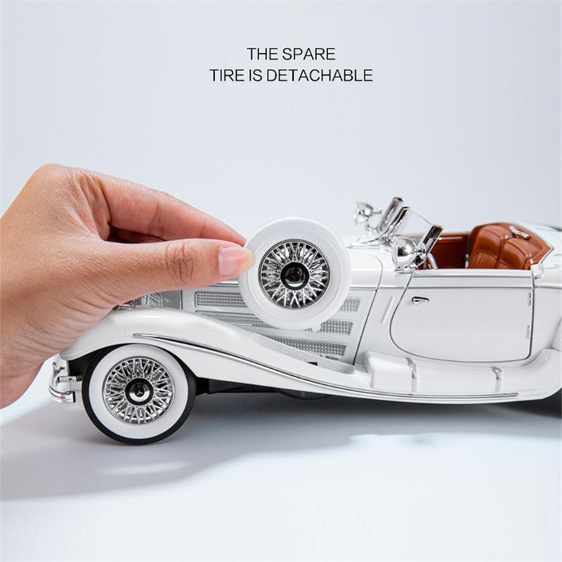 Масштаб 1/18 1936 Benzs 500K Alloy Classic Car Model Diecast Metal Retro Vehicles Car Model Simulation Sound and Light Children Toy Toy Gift