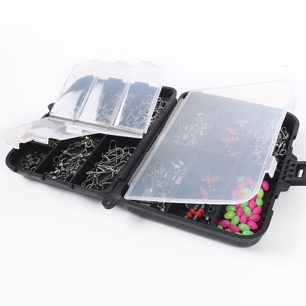 140pcs Fishing Swivels Tackle Kit Include Ball Bearing Barrel Swivels 3 Way Swivels Fishing Swivels with Snaps Tackle Box