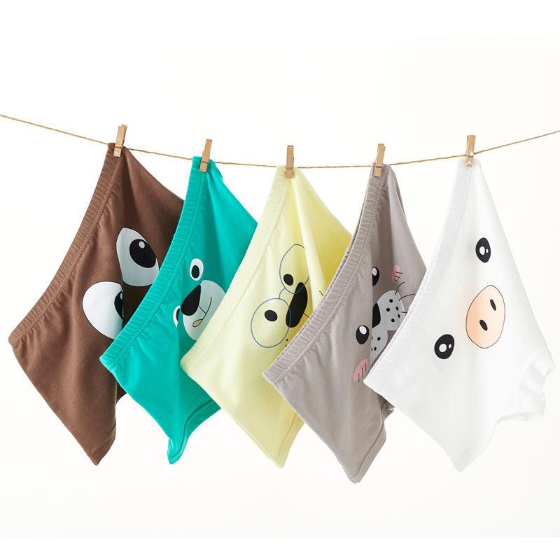 5Pc Cotton Baby Underpants Children Student Cartoon Breathable Boxers