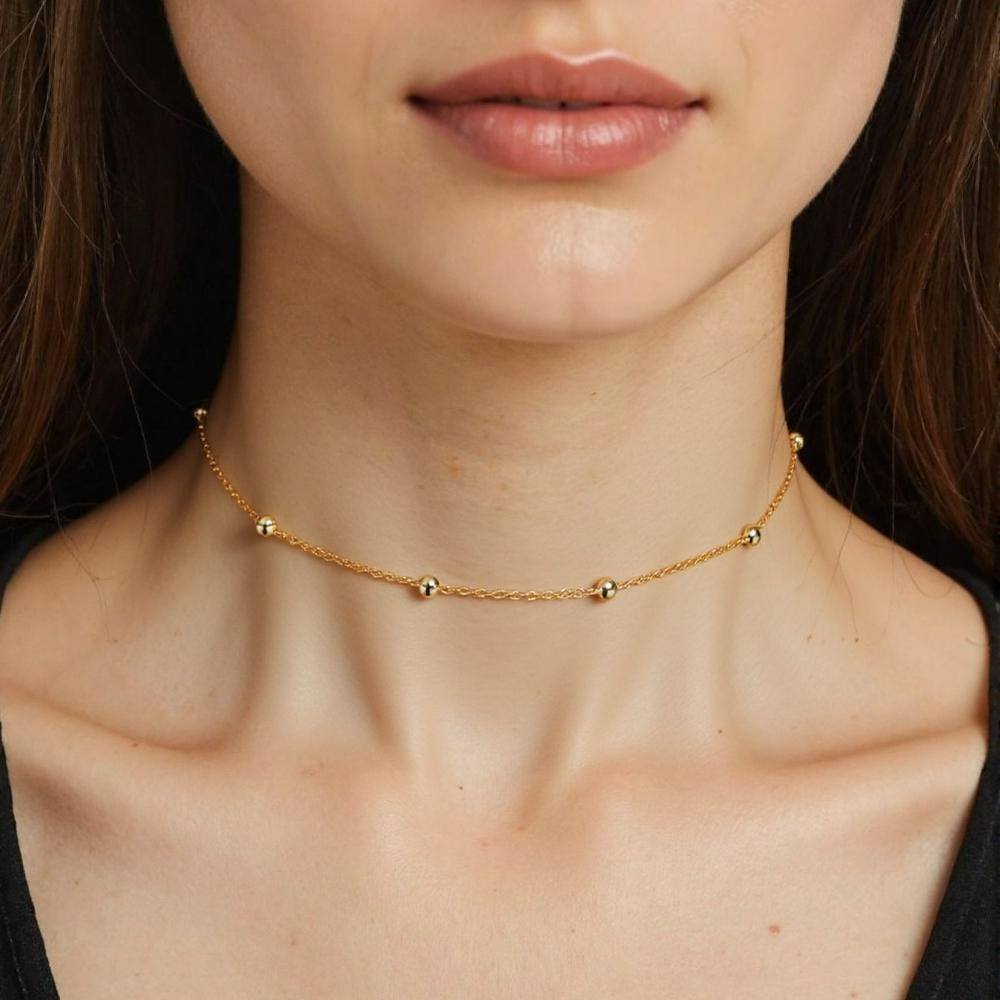 SUMENG 2025 New Gothic Punk Single Layer Copper Beads Chain Women's Fashion Chokers Necklace Clavicle Jewelry Gifts
