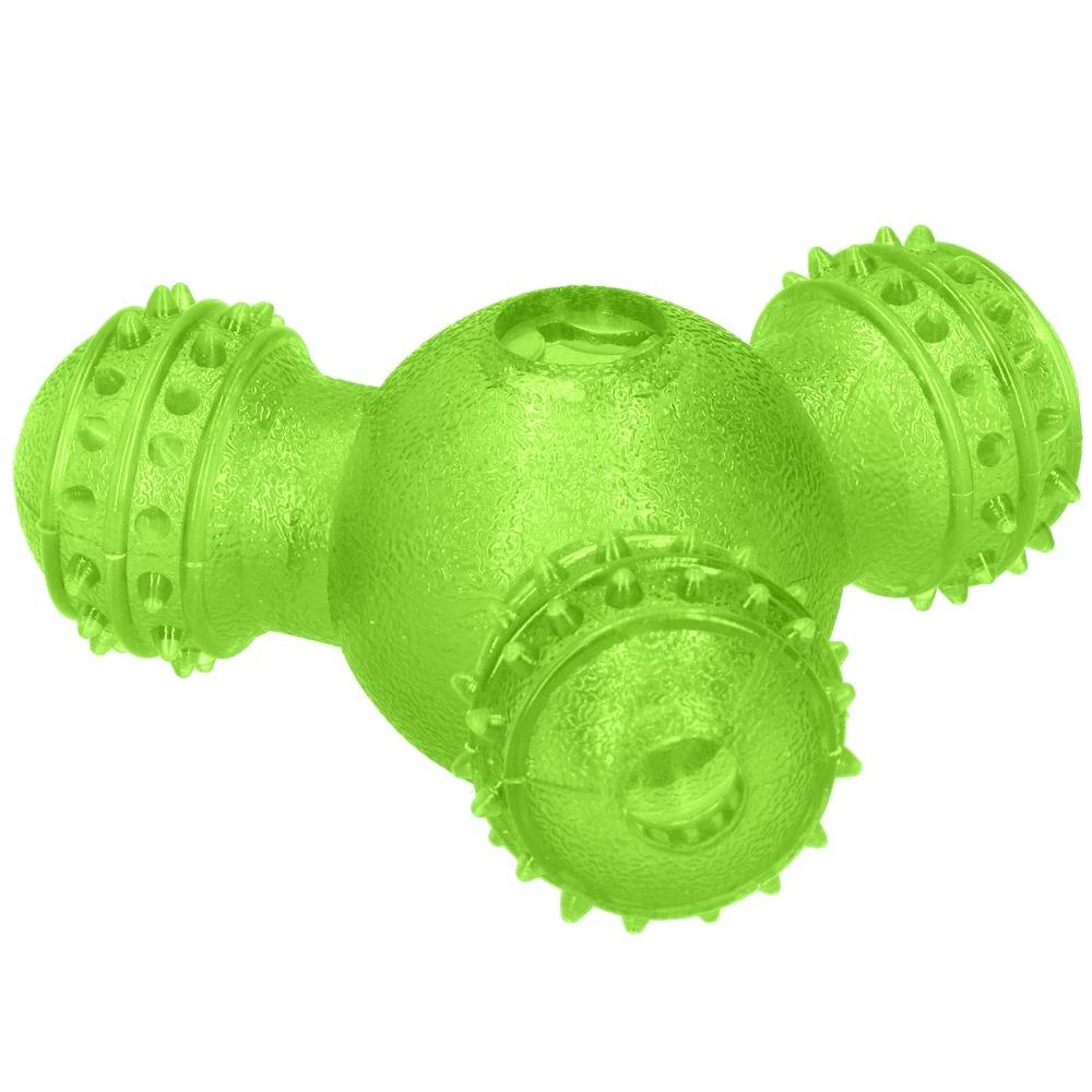 Assorted Colors Dog Food Toy 3-Hole Round Dog Puzzle Toy Teeth Care Chew Toy Daily Feeding
