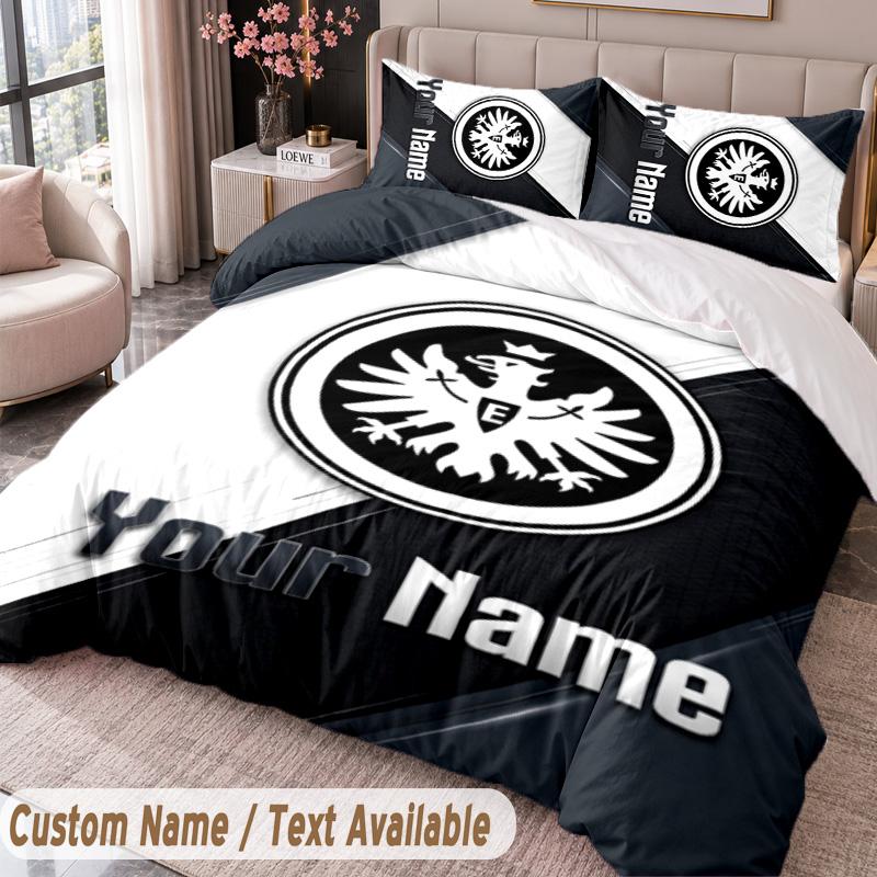 Eintracht Frankfurt Printed Bedding Set Custom Name Text 1 Duvet Cover 2 Pillowcases For Bedroom