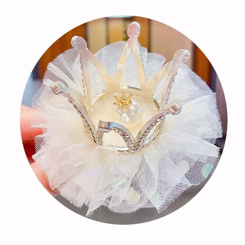Заколка для волос принцессы для девочек, винтажная сетчатая заколка для волос с 3D короной для девочек, декоративная заколка для дня рождения, подарок