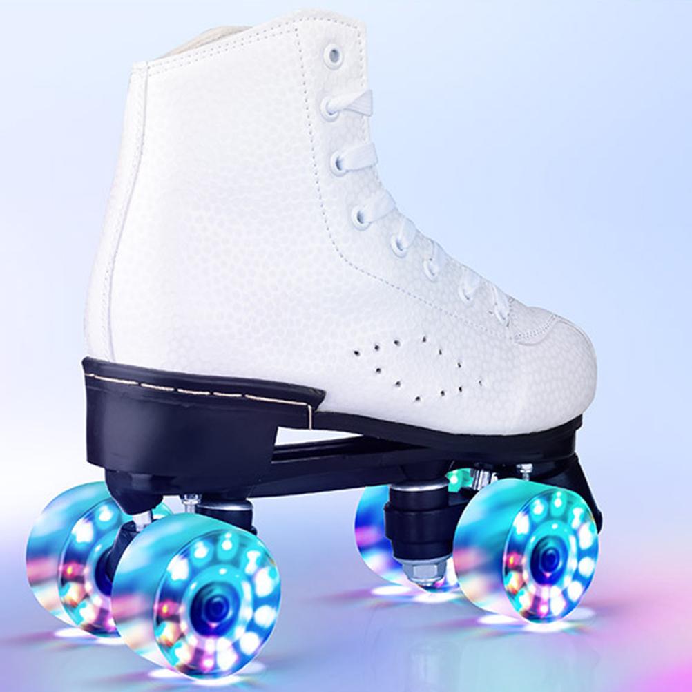 Роликовые коньки Flash Wheel со светодиодной подсветкой, двухрядные коньки на 4 колесах, обувь для двухрядного катания для взрослых