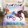 Пододеяльник с изображением мультяшной лошади King Queen Galloping Horse, комплект постельного белья Golden Stars, прекрасный декор в виде животного, пододеяльник