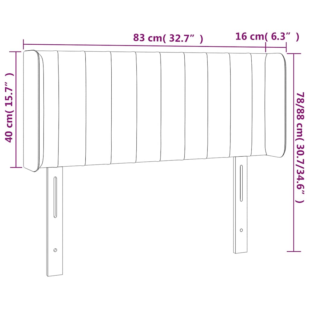 LED Headboard Dark Blue 83x16x78 88 cm Velvet