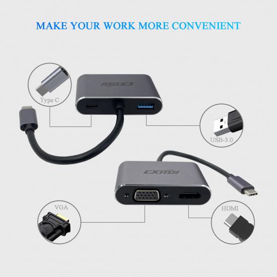 Автомобильное зарядное устройство USB-C Адаптер питания к HDMI VGA PD Micro SD SDXC USB 3.0 Устройство чтения карт Thunderbolt 3 Док-станция для Каравана RV Лодки