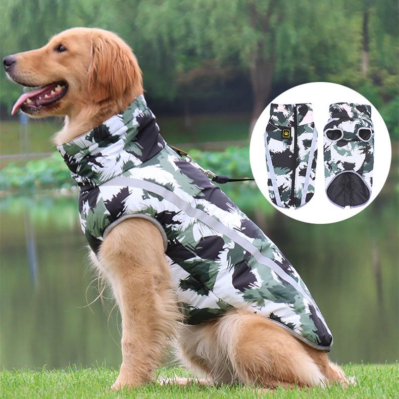 Синяя зимняя стеганая непромокаемая куртка для собак с рисунком каракулей, сохраняющая тепло, ночное отражение, хлопковое пальто для домашних животных, одежда для домашних животных