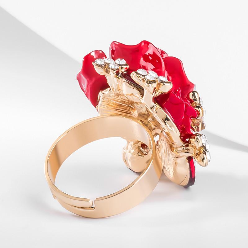 Retro Original Exaggerated National Wind Butterfly Rose Ring Crystal Bohemian Alloy Jewelry Women Gift