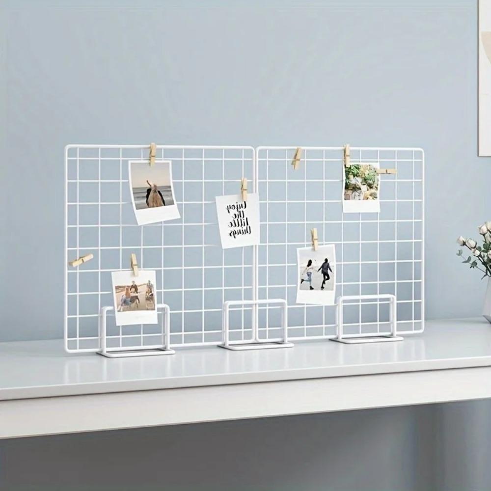 Grid Art and Photo Racks, Modern Metal Display Brackets for Grid Panels, Desktop Stands, and Jewelry Booth Racks