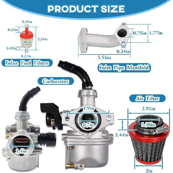 PZ19 Carburetor Air filter Kit for 70cc 110cc 125cc Dirt Bikes Pit Bike Monkey Scooter ATV Quad Go Karts 22mm Carb Fits for CRF SSR Sunl Taotao Pit