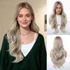 Long Wavy Lace Front Wig Women 26inch Middle Part Gradient Platinum Blonde Synthetic Full