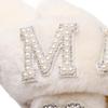 Pearl Letter MRS Plush Cross-Band Slippers for Bridesmaids