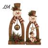 Decorative Pine Cone Accents 2Pcs Rustic Wooden Snowman Tabletop Decor, Vintage Christmas Tiered Tray Decor Figurine, Farmhouse Holiday Centerpiece