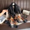 Large Luxury Silk Scarf Flower Embroidery Shiny Lace Scarf Fashion Women Hijab Shawls  Lady