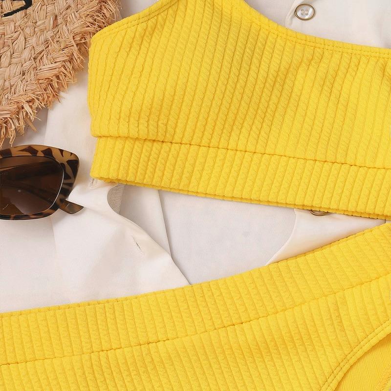 Женский бикини с высокой талией, купальник с пуш-ап, сексуальный комплект бикини с высоким вырезом в рубчик