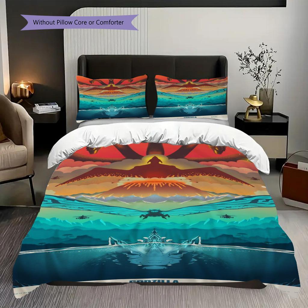 Godzilla Vs Kong Comforter Set Threepiece Set 1 Duvet Cover 2 Pillowcase Without Core Soft And Comfortable Christmas Birthday Gift