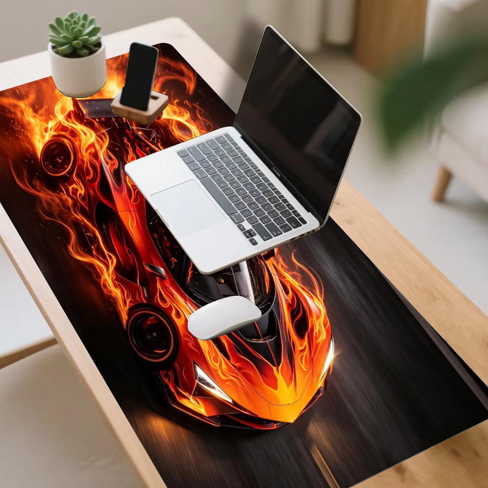 Red Retro Racing Car Large Size Anti-slip Rubber Mouse Pad Gaming Desk Mat Keyboard Mat For Office Home Computer Stitched Edge