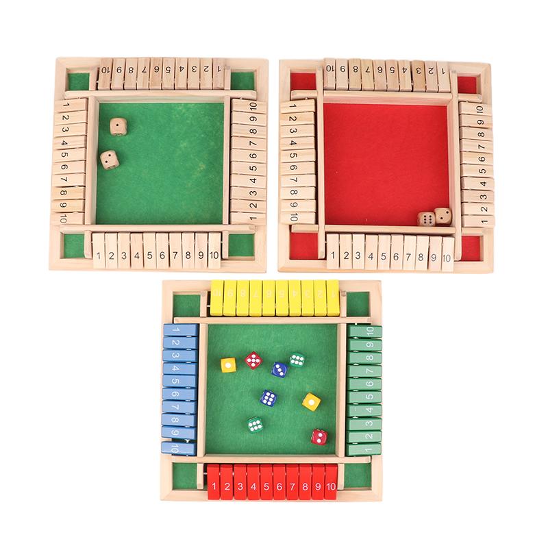 Четырехсторонняя игра-головоломка с 10 числами Shut The Box, набор с кубиками, игра для вечеринки для 4 игроков, числовая игра, настольные игры для взрослых и семей