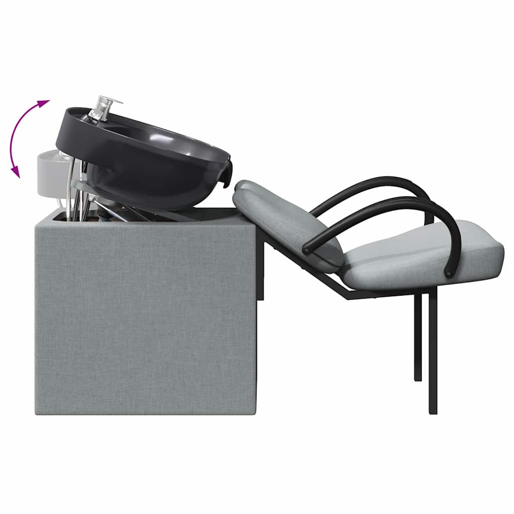 Shampoo Chair Light Gray and Black 136 x 60 x 92 cm Plastic