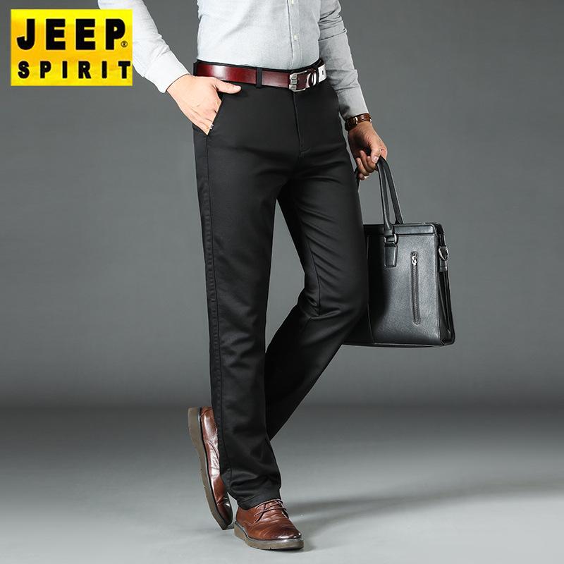 Мужские осенне-зимние повседневные серые стрейчевые хлопковые брюки, прямого кроя, свободного покроя, средней посадки, однотонные, прочные, цвета милитари J856A.