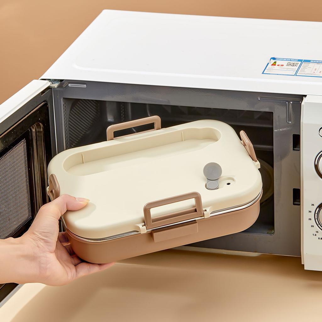 Capybara 304 Stainless Steel Divided Lunch Box With Bowl & Cutlery Microwave Students Portable Large Capacity Bento Box