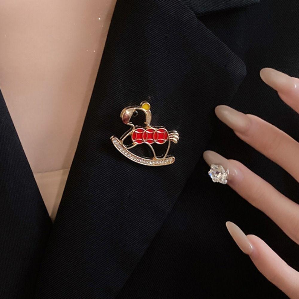 Jewelry Accessories Little Horse Brooch Rhinestone Animal Lapel Pins Retro Zodiac Pony Pin Friends