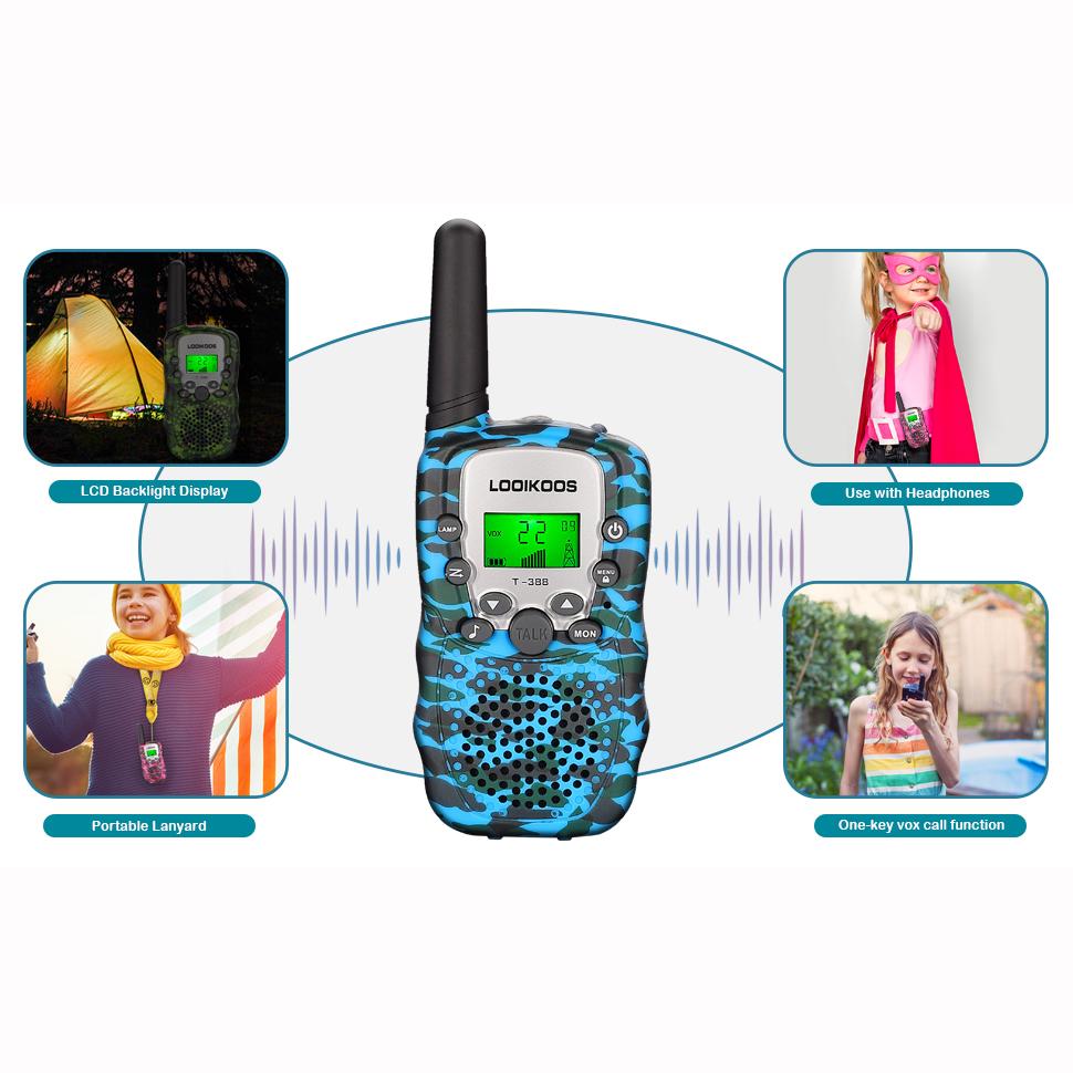 2 Pack Walkie Talkies for Kids, 3 KMs Long Range Children Walky Talky Handheld Radio Kid Toy Gifts for Boys and Girls