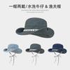 Denim Bucket Hat Women's Spring Summer Outdoor Mountaineering Basin Hat Big Head Circumference Couple Versatile Washbasin Hat