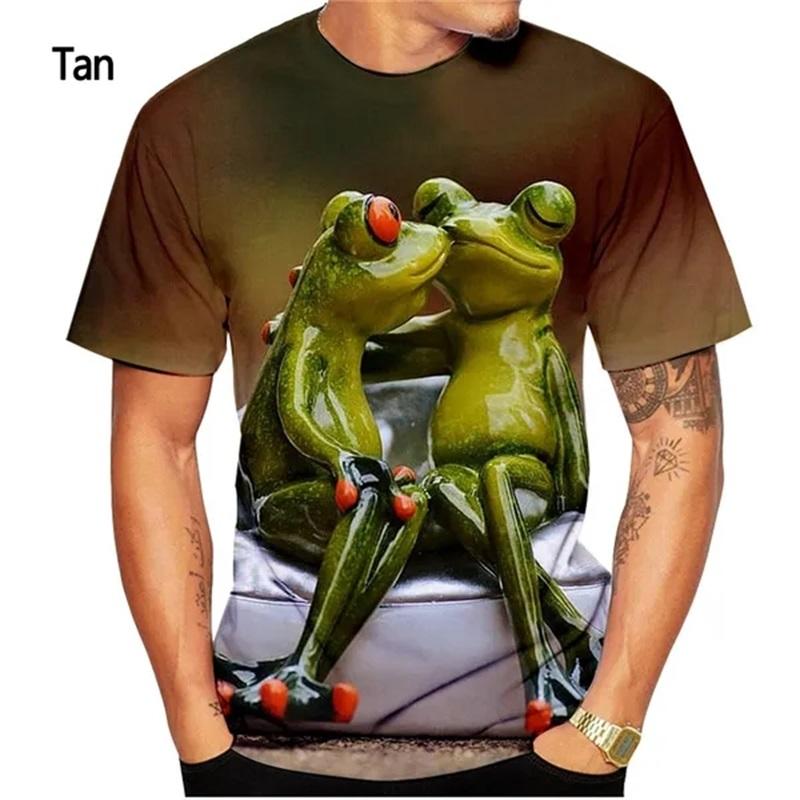 Модная футболка с забавной лягушкой и 3D принтом, летние повседневные футболки с короткими рукавами для мужчин, мужские футболки большого размера с круглым вырезом