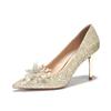 Spring Ladies Pumps Luxury Sequins Crystal Butterfly High Heel Single Shoes Women Dress Banquet Wedding Shoes