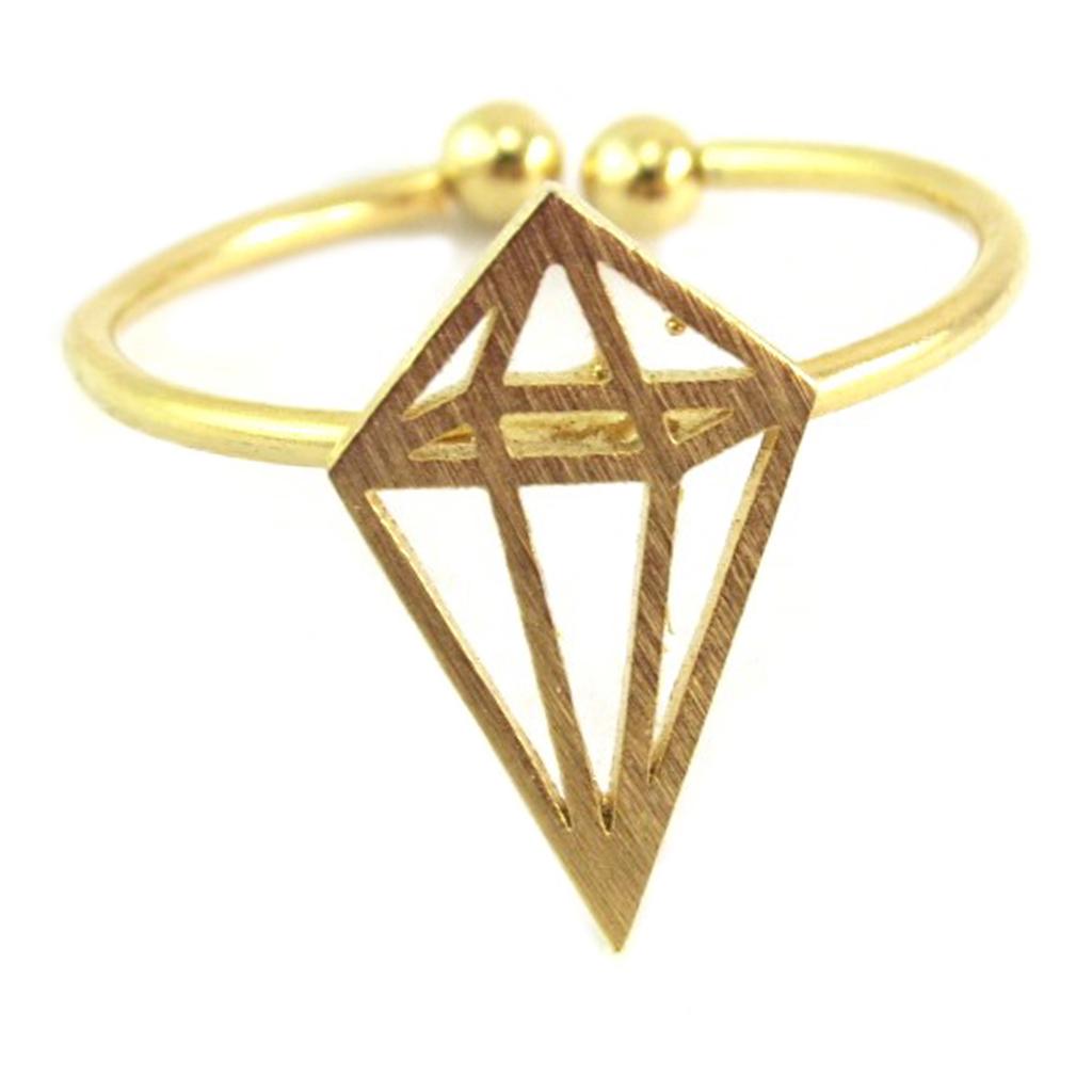 7bis [Q6217] - Handcrafted Gold 'Origami' Ring (diamond) - 14x8 Mm