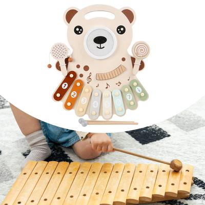 Детская деревянная музыкальная игрушка, обучающая раннему образованию, ксилофон, барабанная установка для