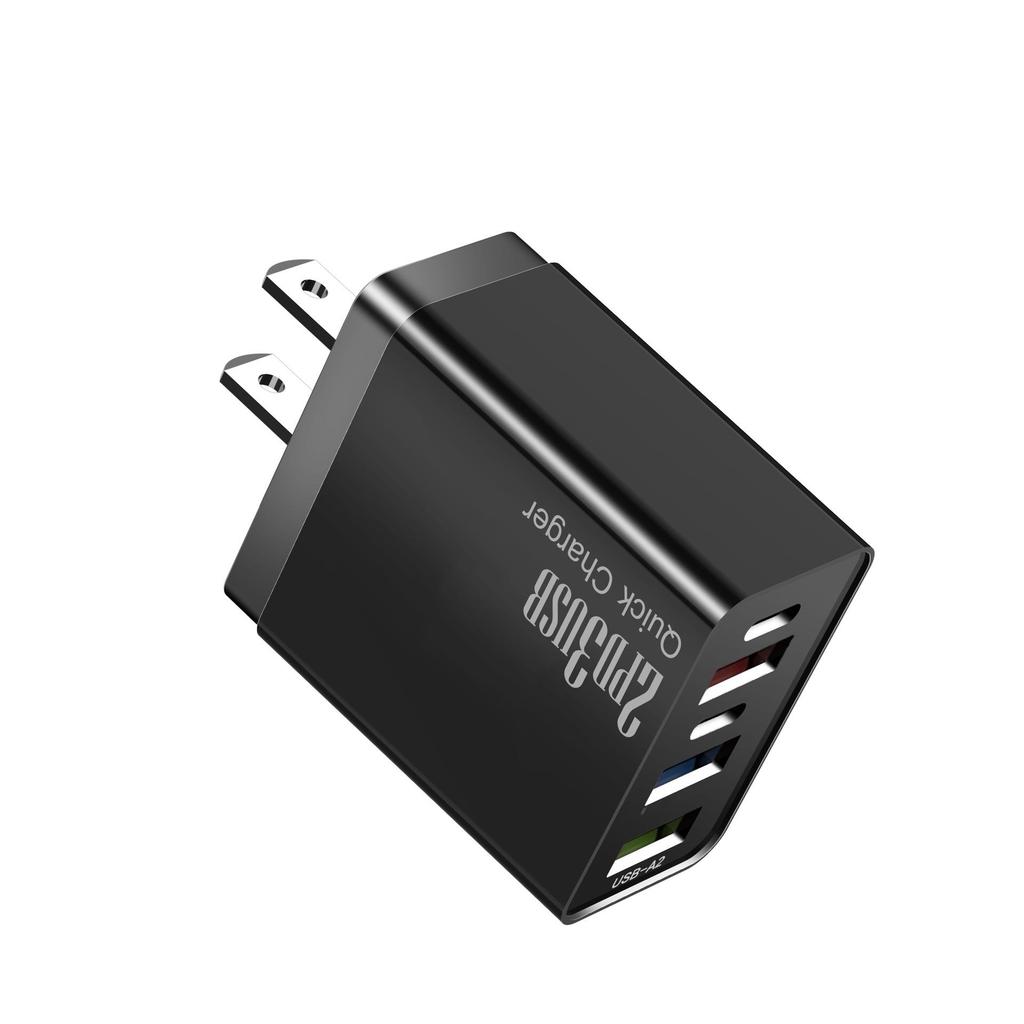 Быстрое зарядное устройство для Android и Apple - 3 порта USB + 2 порта Type-C, Совместимо с Великобританией, США, ЕС.
