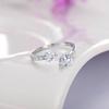 Women's Double Love Heart Open Ring Shiny Zircon Copper Wedding Bridal Jewelry