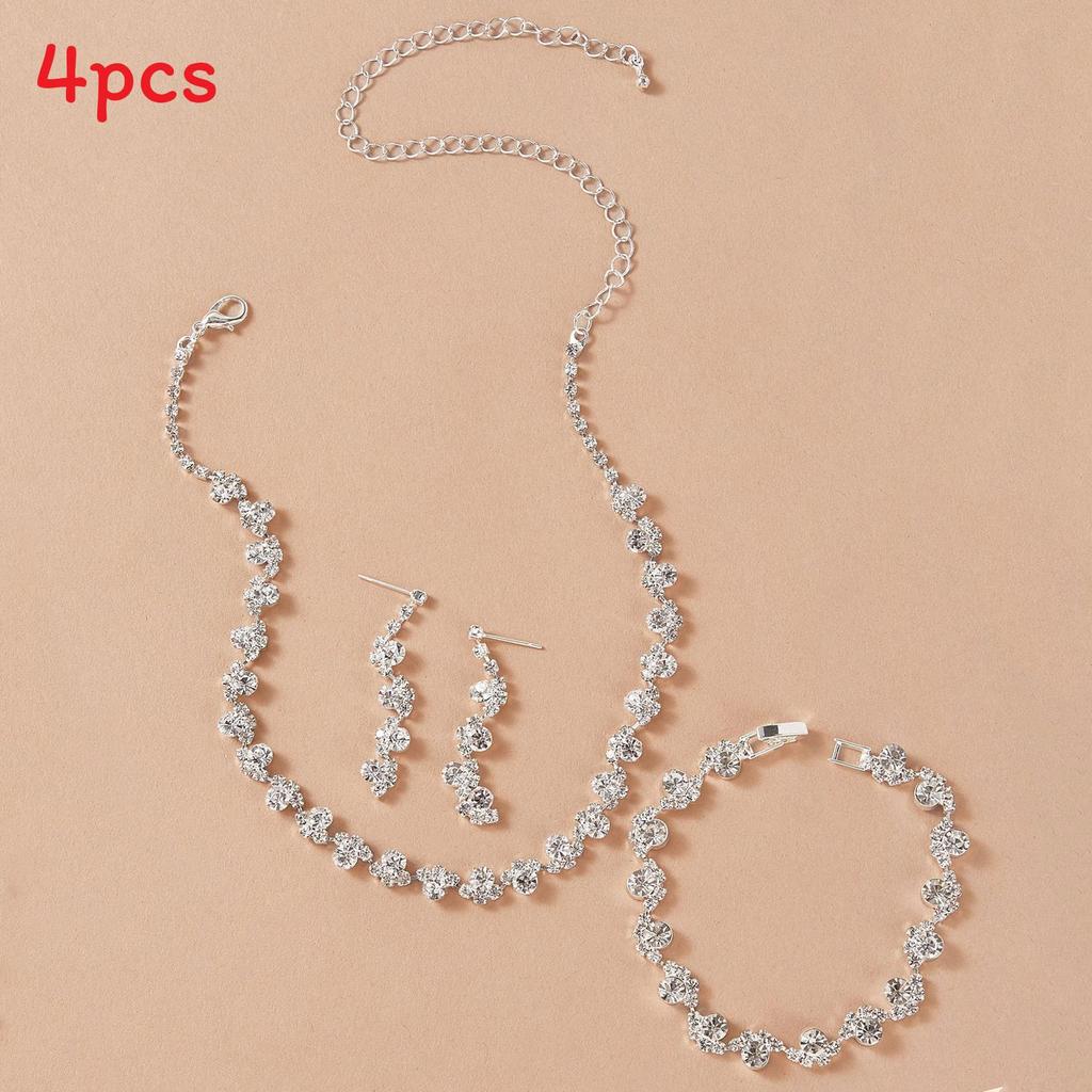 Fashion Bridal Jewelry Set With Waterdrop Crystal Necklaces And Earrings For Women