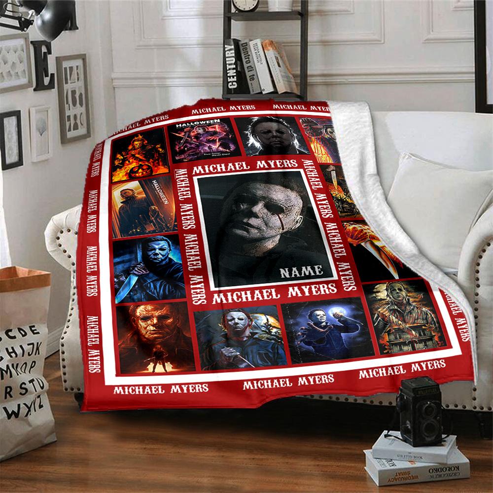 Michael Myers Horror Compilation Flannel Blanket Super Soft Warm Cozy Blanket For Sofa Bed Office Travel Allseason Home Decor Gift