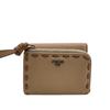 8M0499 Topstitching Celeria Leather Peekaboo Micro Tri-fold Wallet Pink Leather Used