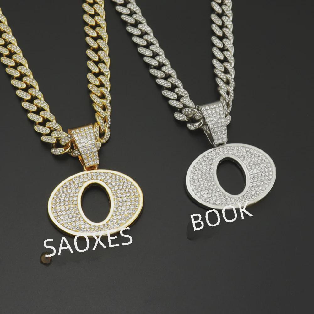 OBLOCK Letter Pendant Necklace: Trendy European & American Hip-Hop Style with Alloy and Diamond Accents
