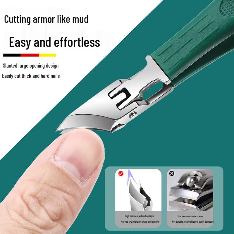 Anti-Splash Slanted Edge Nail Clipper with Pointed Tip for Ingrown Nails - Large Size Household Trimmer