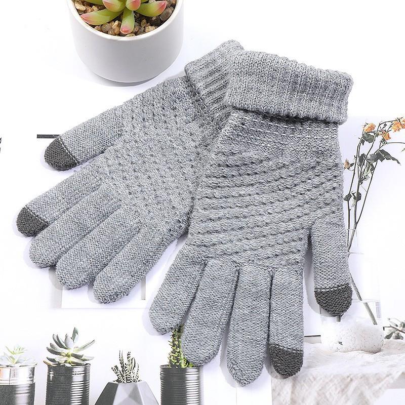 Winter Knit Gloves Plus Thick Fleece Lined Warm Cycling Gloves For Outdoor
