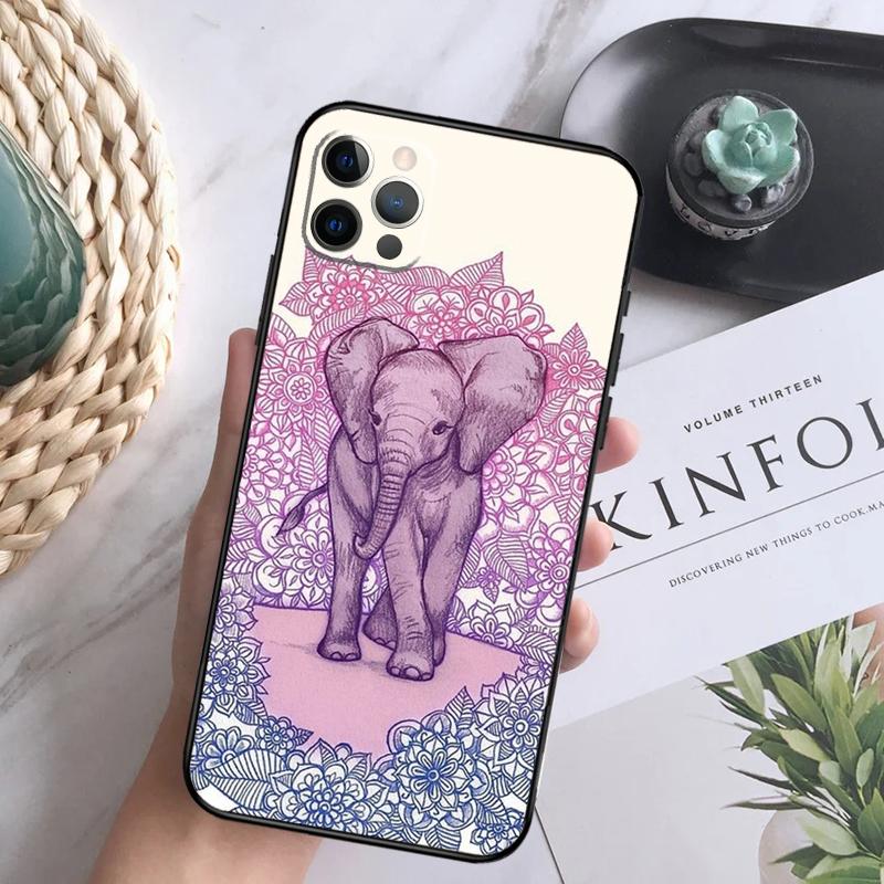Cute Elephant Cartoon Phone Case For iPhone 15 14 13 12 11 16 Pro Max Plus Mini 7 8 X XS Max XR Back Cover Shell