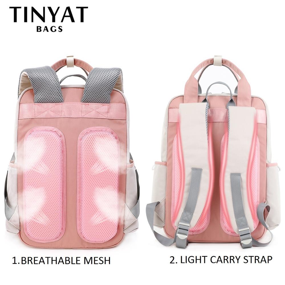 TINYAT Candy Women Canvas Backpack Waterproof Feminina Laptop Backpack 15 Pink Patchwork School Backpacks Bags for Teenage Girls