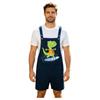 S-XXL Men Cartoon Dinosaur Printed Overalls Pajamas Back Color Blocking Pockets Adjustable Straps Bib Shorts Rompers Sleepwear