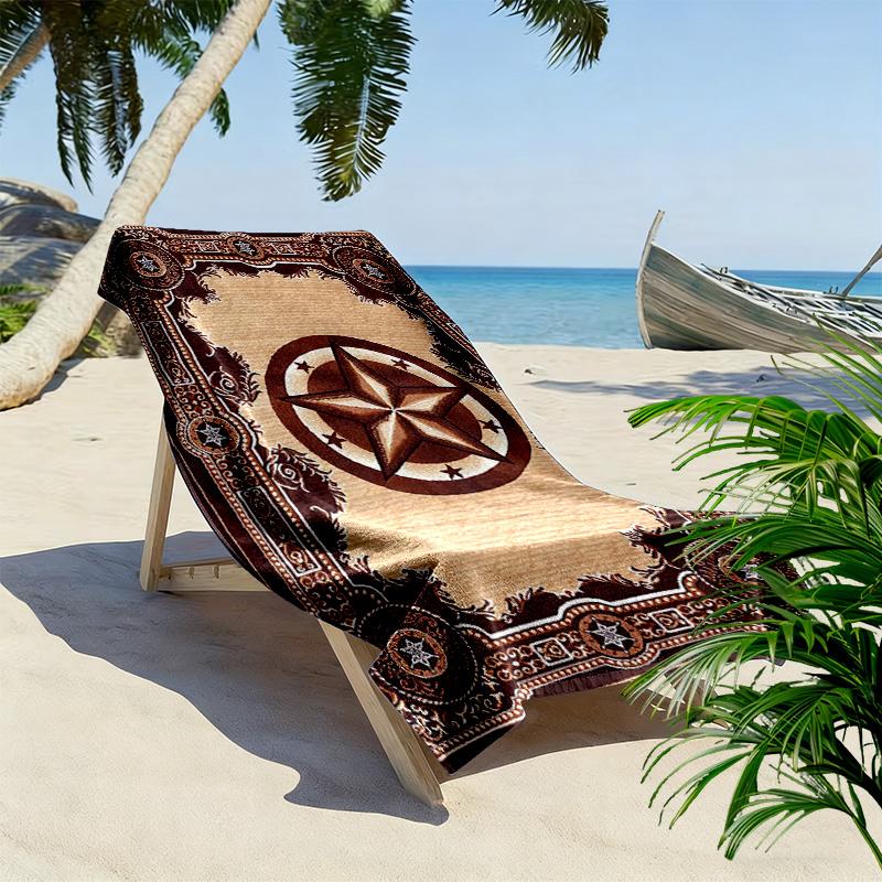 Western Texas Star Print Beach Towel, Large Soft Quick Dry Towel for Beach Camping Swimming